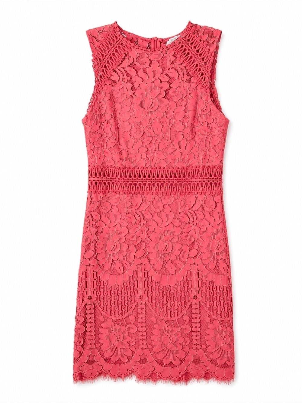 Blashe NWT Coral Floral Lace Sheath Dress Medium Sleeveless Crochet Lace Wedding - Picture 2 of 5